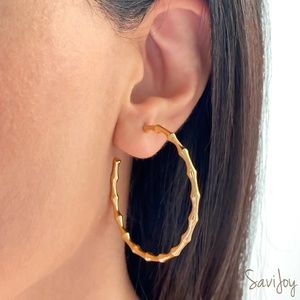 Gold Plated Bamboo Hoop Earrings